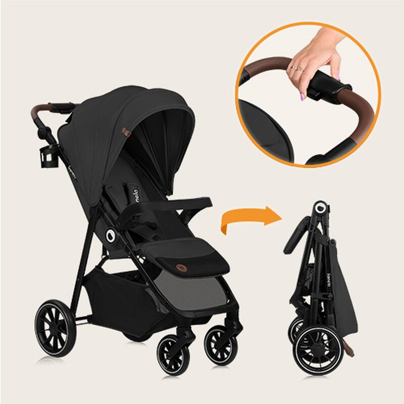 Carucior sport, Lionelo, Emma One, Cu tavita, Suport pahar, Plasa de tantari, Roti EVA, Maner reglabil, Pana la 22 kg, 6 luni+, Conform cu EN1888-1, Gri