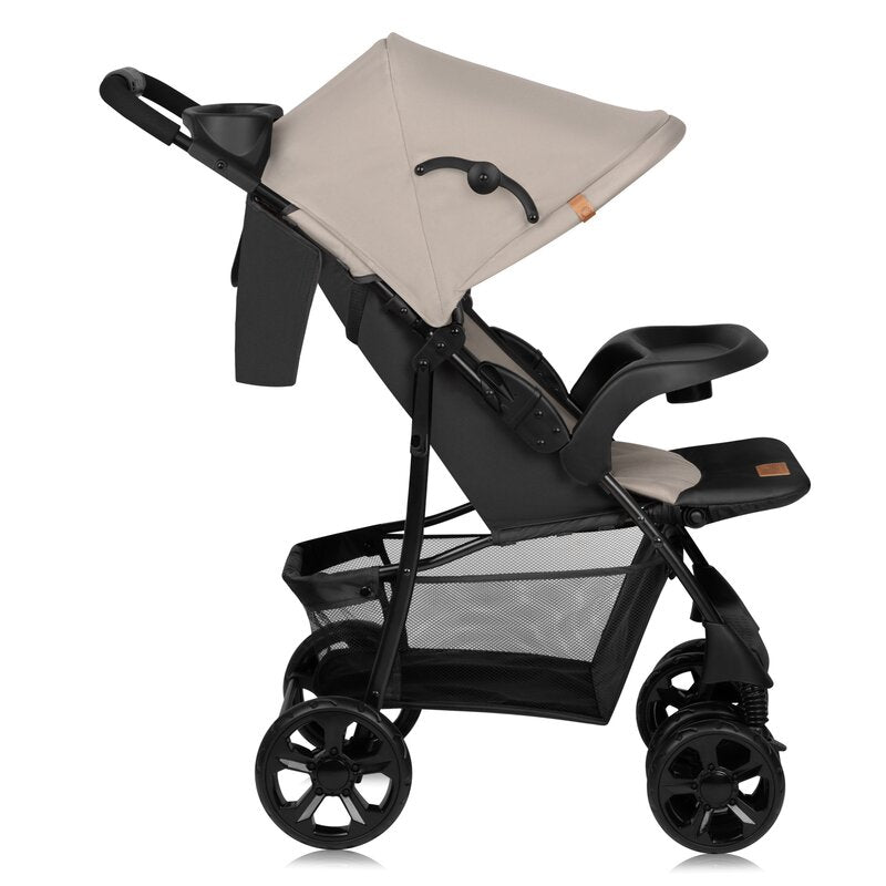 Carucior sport, Lionelo, Emma Plus, Cu tavita, 2 Suporturi pentru pahar, Geanta accesorii, Conform cu standardul european de securitate EN1888-1, Bej