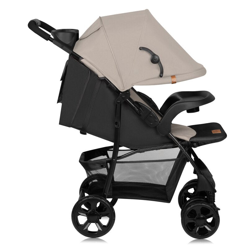 Carucior sport, Lionelo, Emma Plus, Cu tavita, 2 Suporturi pentru pahar, Geanta accesorii, Conform cu standardul european de securitate EN1888-1, Bej