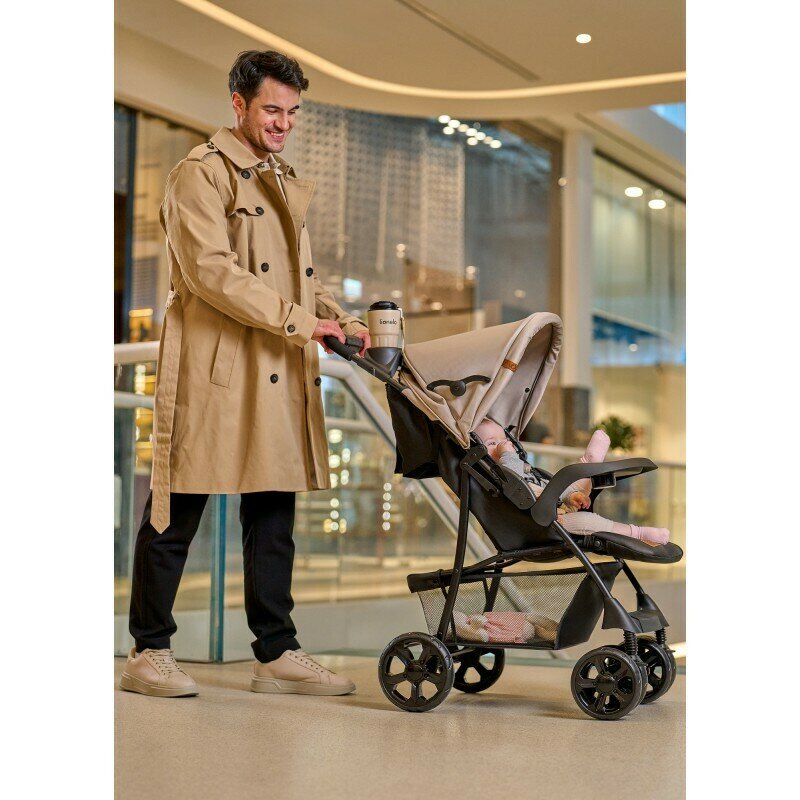 Carucior sport, Lionelo, Emma Plus, Cu tavita, 2 Suporturi pentru pahar, Geanta accesorii, Conform cu standardul european de securitate EN1888-1, Bej