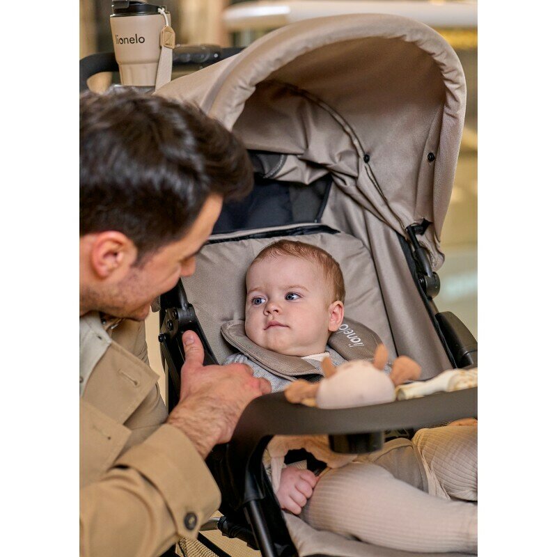 Carucior sport, Lionelo, Emma Plus, Cu tavita, 2 Suporturi pentru pahar, Geanta accesorii, Conform cu standardul european de securitate EN1888-1, Bej