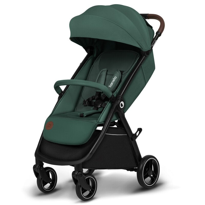 Carucior sport, Lionelo, Ingrid, Capotina impermeabila cu filtru UPF50+, Pana la 22 Kg, Spatar reglabil in 3 pozitii, Include suport pahar si plasa de tantari, Sistem pentru pliere automata, 6 luni+, Verde