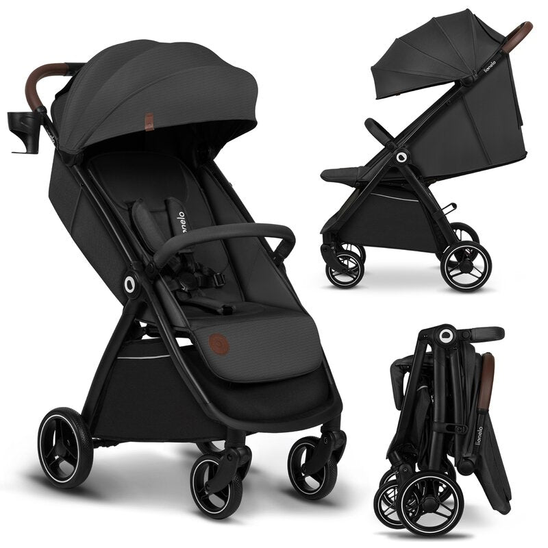 Carucior sport, Lionelo, Ingrid, Capotina impermeabila cu filtru UPF50+, Pana la 22 Kg, Spatar reglabil in 3 pozitii, Include suport pahar si plasa de tantari, Sistem pentru pliere automata, 6 luni+, Gri