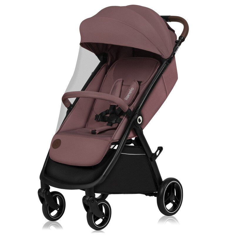 Carucior sport, Lionelo, Ingrid, Capotina impermeabila cu filtru UPF50+, Pana la 22 Kg, Spatar reglabil in 3 pozitii, Include suport pahar si plasa de tantari, Sistem pentru pliere automata, 6 luni+, Roz