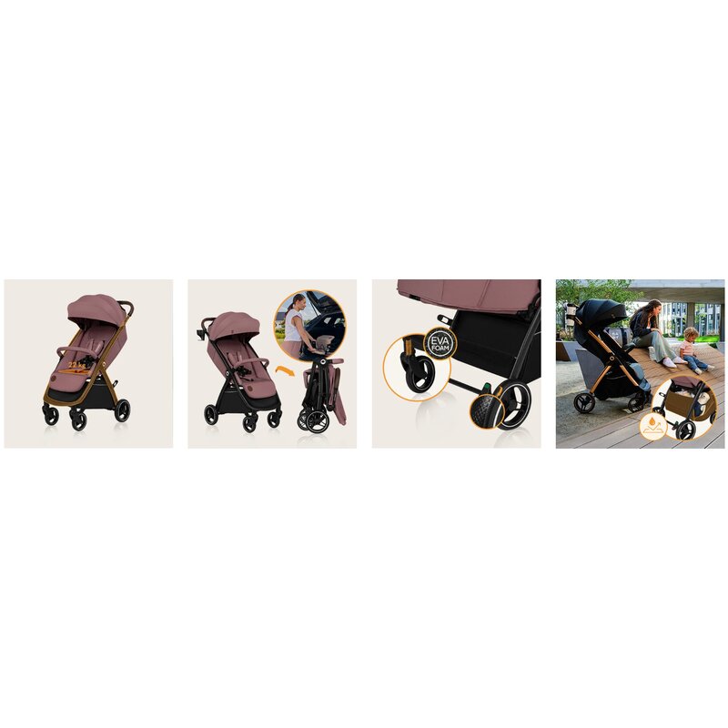 Carucior sport, Lionelo, Ingrid, Capotina impermeabila cu filtru UPF50+, Pana la 22 Kg, Spatar reglabil in 3 pozitii, Include suport pahar si plasa de tantari, Sistem pentru pliere automata, 6 luni+, Roz