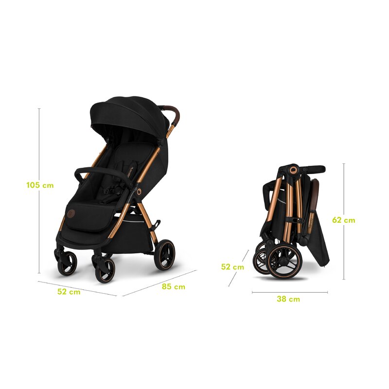 Carucior sport, Lionelo, Ingrid, Capotina impermeabila cu filtru UPF50+, Pana la 22 Kg, Spatar reglabil in 3 pozitii, Include suport pahar si plasa de tantari, Sistem pentru pliere automata, 6 luni+, Negru
