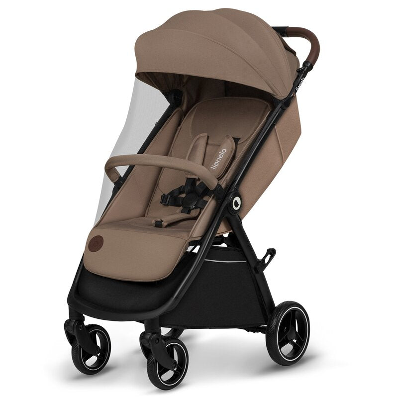Carucior sport, Lionelo, Ingrid, Capotina impermeabila cu filtru UPF50+, Pana la 22 Kg, Spatar reglabil in 3 pozitii, Include suport pahar si plasa de tantari, Sistem pentru pliere automata, 6 luni+, Bej