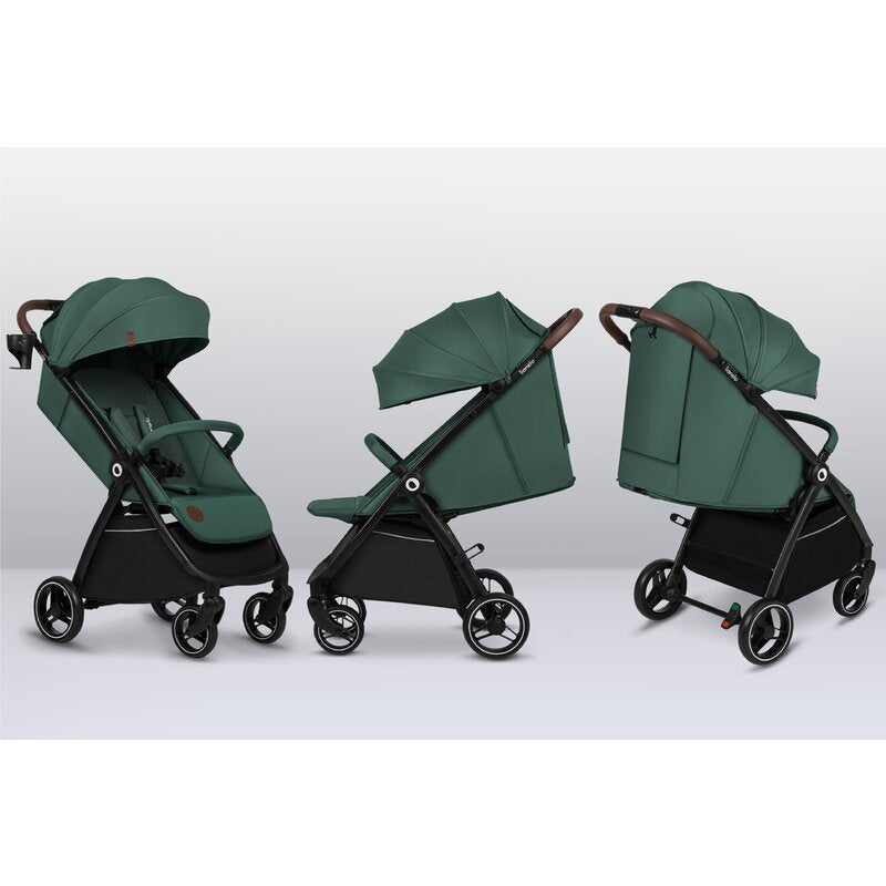 Carucior sport, Lionelo, Ingrid, Capotina impermeabila cu filtru UPF50+, Pana la 22 Kg, Spatar reglabil in 3 pozitii, Include suport pahar si plasa de tantari, Sistem pentru pliere automata, 6 luni+, Verde