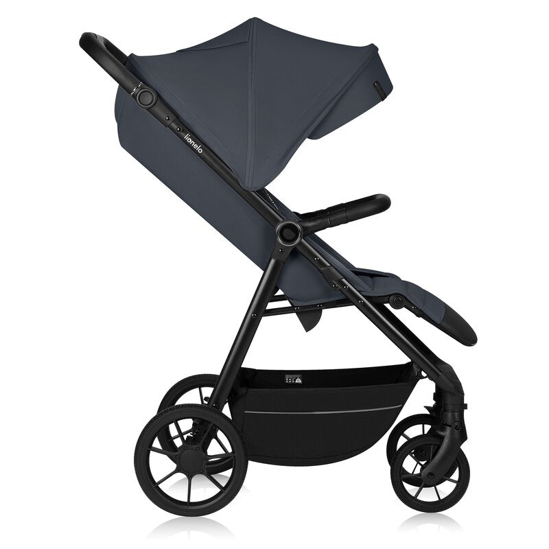 Carucior sport, Lionelo, Iva, Sustine 22 kg, 6 luni+, Capotina mare, Impermeabila, Protectie SPF 50+, 3 pozitii inclinare spatar, 8 pozitii inclinare suport picioare, 5 pozitii reglare maner, Include plasa de tantari si suport pentru biberon, Gri
