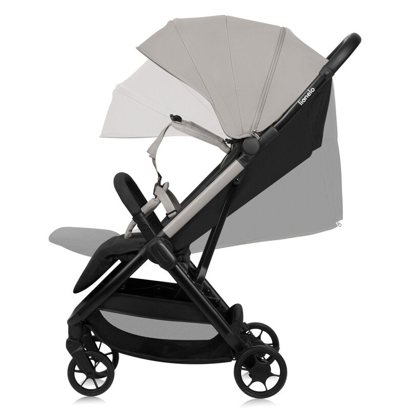 Carucior sport, Lionelo, Julie Air, Greutate redusa - 7.5 kg, Sustine 22 kg, 6 luni+, Capotina impermeabila, Protectie SPF 50+, Include suport sticla, Pliere compacta pentru calatorii, Conform cu EN1888-1 si EN1888-2, Bej