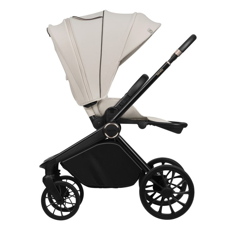 Carucior sport, Lionelo, Mika Plus, Cadru din aluminiu, Copertina XXL, Spatar reglabil in 3 pozitii, Cu accesorii, Pana la 22 kg, 6-48 luni; EN1888-1, EN1888-2 EN1466, Bej