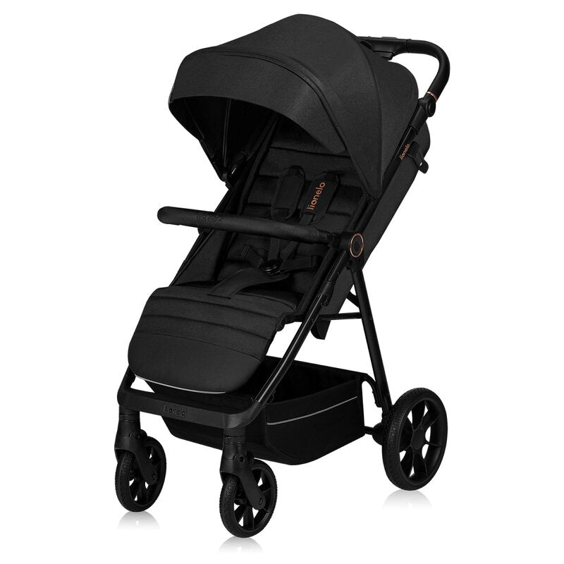 Carucior sport, Lionelo, Mira, Maner reglabil in 5 pozitii, Spatar si suport de picioare reglabile, Plasa de tantari si suport biberon incluse, Pana la 22 kg, 6 luni+, Conform cu EN1888-1, EN1888-2, Testare SGS, Negru