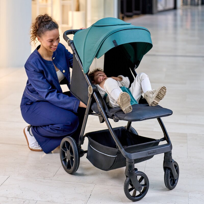 Carucior sport, Lionelo, Mira, Maner reglabil in 5 pozitii, Spatar si suport de picioare reglabile, Plasa de tantari si suport biberon incluse, Pana la 22 kg, 6 luni+, Conform cu EN1888-1, EN1888-2, Testare SGS, Negru