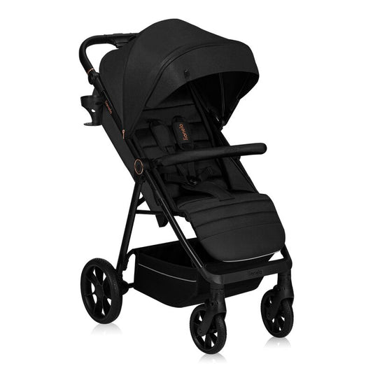Carucior sport, Lionelo, Mira, Maner reglabil in 5 pozitii, Spatar si suport de picioare reglabile, Plasa de tantari si suport biberon incluse, Pana la 22 kg, 6 luni+, Conform cu EN1888-1, EN1888-2, Testare SGS, Negru