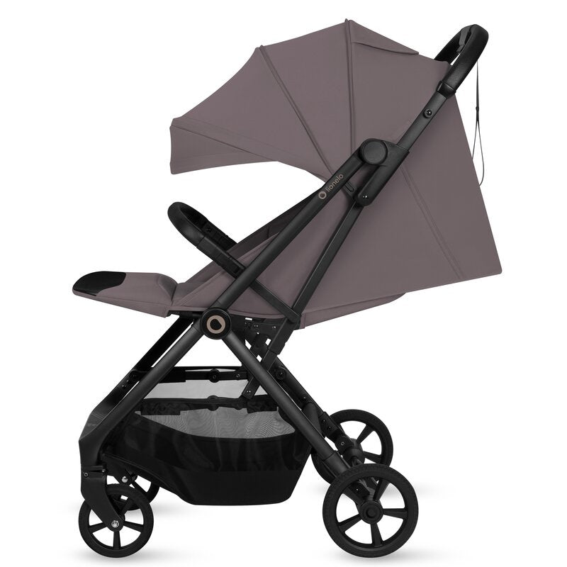 Carucior sport, Lionelo, Tansi, Pliere automata, Ultracompact, Manevrare cu o mana, Roti cu tehnologie GravelTech, Spatar si suport picioare reglabile, 6-48 luni, Sustine 22 kg, Bej Taupe