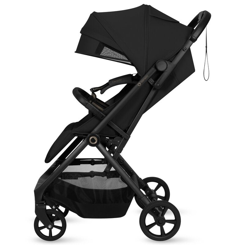 Carucior sport, Lionelo, Tansi, Pliere automata, Ultracompact, Manevrare cu o mana, Roti cu tehnologie GravelTech, Spatar si suport picioare reglabile, 6-48 luni, Sustine 22 kg, Negru