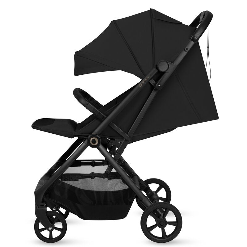 Carucior sport, Lionelo, Tansi, Pliere automata, Ultracompact, Manevrare cu o mana, Roti cu tehnologie GravelTech, Spatar si suport picioare reglabile, 6-48 luni, Sustine 22 kg, Negru