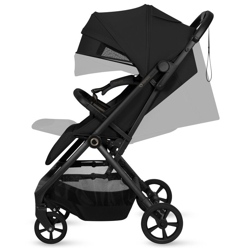 Carucior sport, Lionelo, Tansi, Pliere automata, Ultracompact, Manevrare cu o mana, Roti cu tehnologie GravelTech, Spatar si suport picioare reglabile, 6-48 luni, Sustine 22 kg, Negru