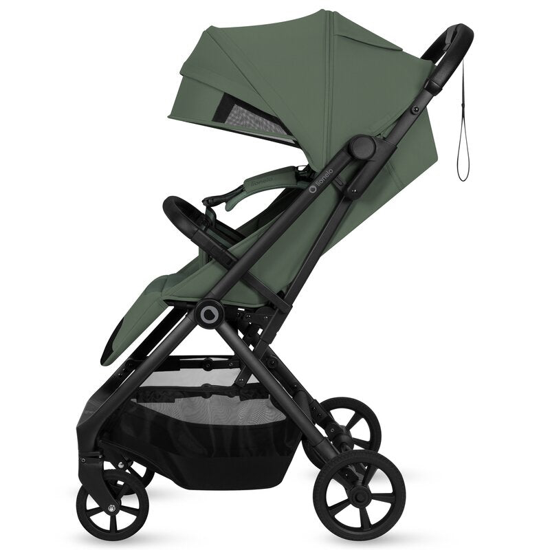 Carucior sport, Lionelo, Tansi, Pliere automata, Ultracompact, Manevrare cu o mana, Roti cu tehnologie GravelTech, Spatar si suport picioare reglabile, 6-48 luni, Sustine 22 kg, Verde