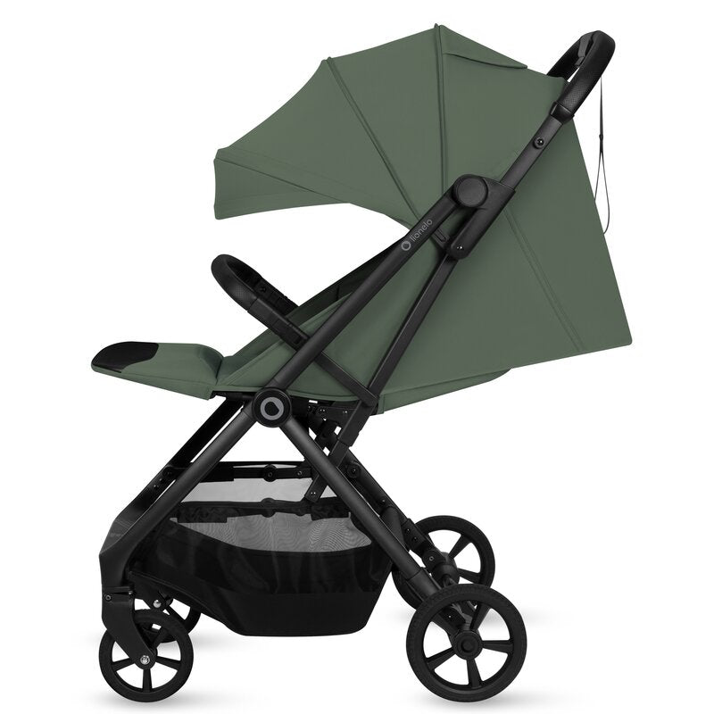 Carucior sport, Lionelo, Tansi, Pliere automata, Ultracompact, Manevrare cu o mana, Roti cu tehnologie GravelTech, Spatar si suport picioare reglabile, 6-48 luni, Sustine 22 kg, Verde