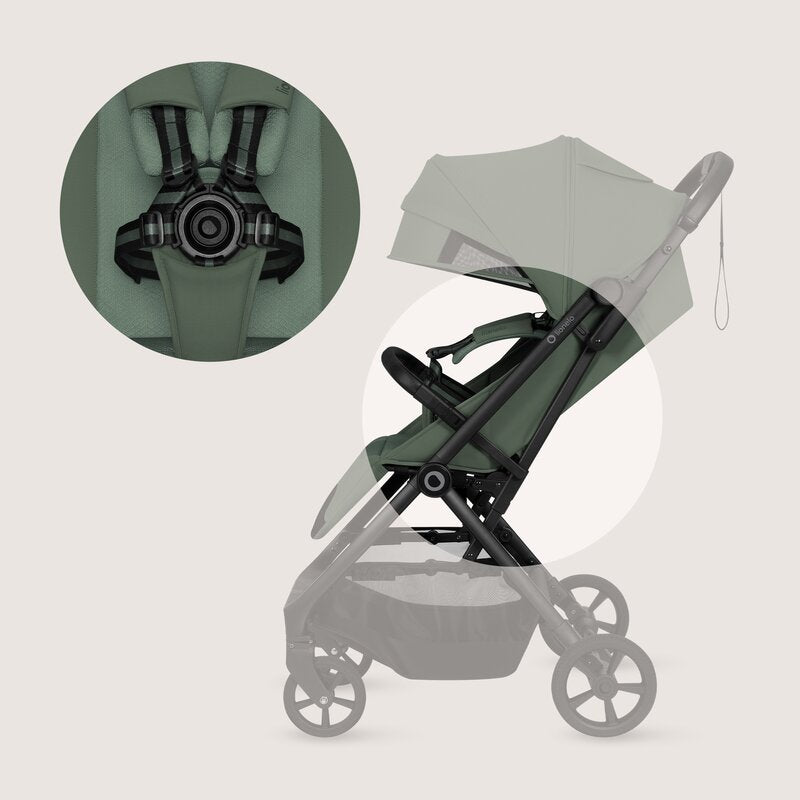 Carucior sport, Lionelo, Tansi, Pliere automata, Ultracompact, Manevrare cu o mana, Roti cu tehnologie GravelTech, Spatar si suport picioare reglabile, 6-48 luni, Sustine 22 kg, Verde