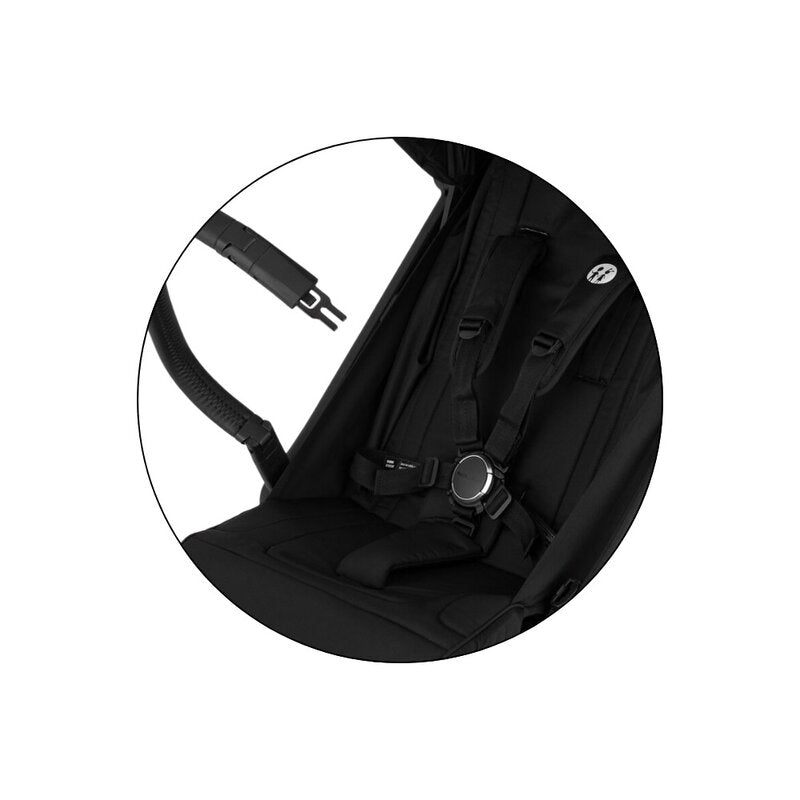 Carucior sport, Petite&Mars, Flip, Pliere compacta cu o mana, Spatar reglabil pana la pozitie de somn, Suport picioare reglabil, Copertina extensibila cu protectie UPF50+, Pana la 22 kg, 0 luni+, Negru