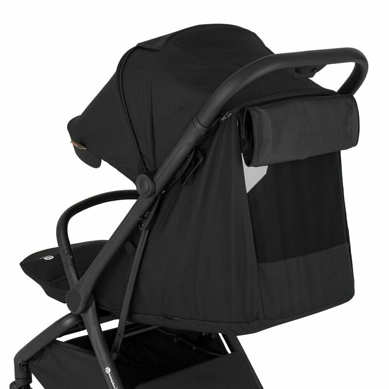 Carucior sport, Petite&Mars, Flip, Pliere compacta cu o mana, Spatar reglabil pana la pozitie de somn, Suport picioare reglabil, Copertina extensibila cu protectie UPF50+, Pana la 22 kg, 0 luni+, Negru