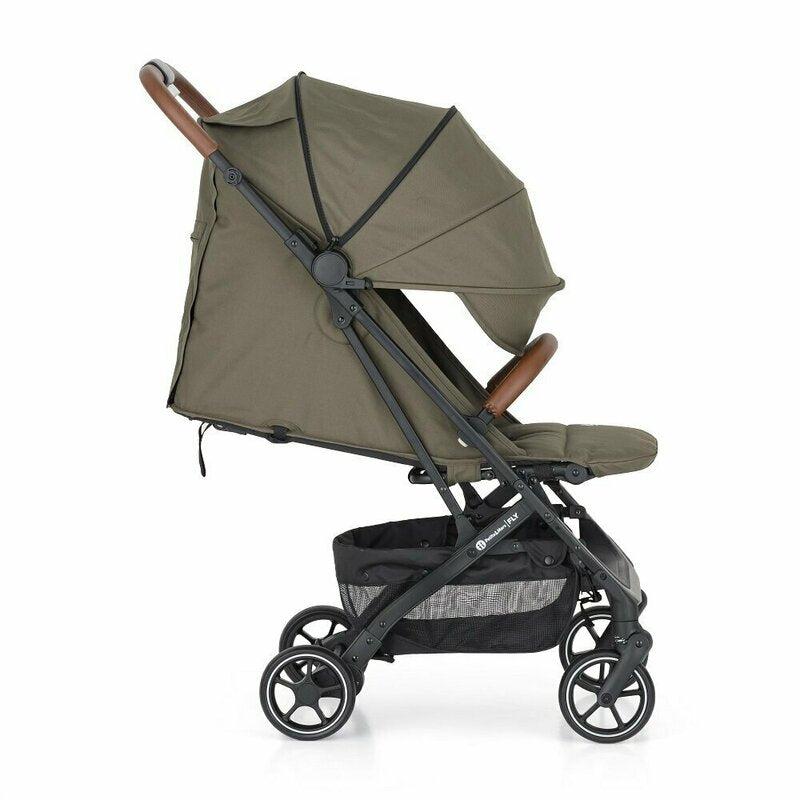 Carucior sport, Petite&Mars, Fly, Pliere compacta, Spatar reglabil pana la pozitie de somn, Suport picioare reglabil, Copertina extensibila cu protectie UPF40+, Suport pahar inclus, Pana la 22 kg, 0 luni+, Verde