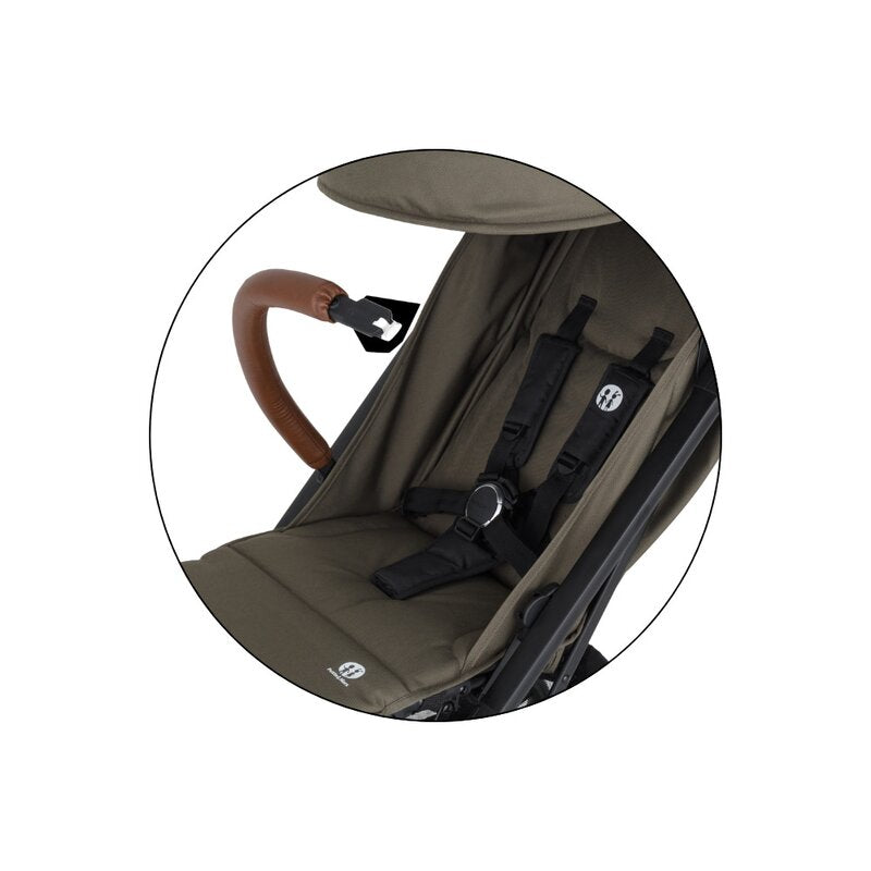 Carucior sport, Petite&Mars, Fly, Pliere compacta, Spatar reglabil pana la pozitie de somn, Suport picioare reglabil, Copertina extensibila cu protectie UPF40+, Suport pahar inclus, Pana la 22 kg, 0 luni+, Verde