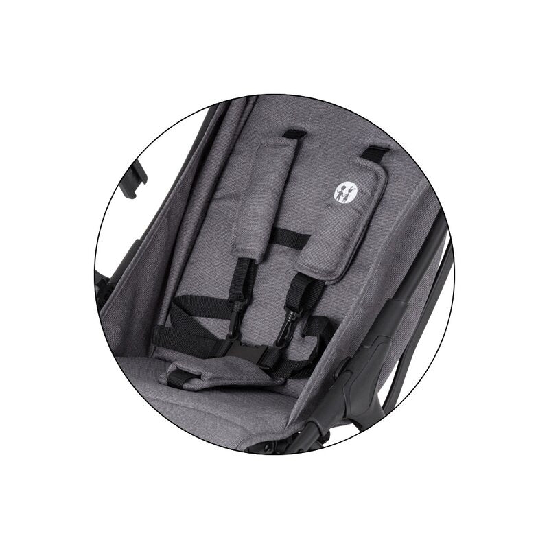 Carucior sport, Petite&Mars, Pax Ultimate, Compact - 7 kg, Spatar ajustabil, Suport picioare reglabil, Pliere tip carte, 6-36 luni, Pana la 22 kg, Gri