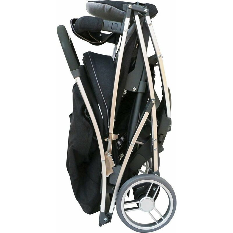 Carucior sport, FreeON, Lux, Pliabil automat, Usor 6.6 Kg, Tehnologie inovatoare One-Hand Folding, De la 6 luni pana la 22 kg, Din aluminiu, Benzi reflectorizante pe capotina, Beige/Black
