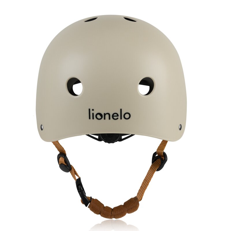 Casca pentru copii, Lionelo, Reglabila 50-56 cm, Din ABS si EPS, Conform cu standardul EN1078, Bej