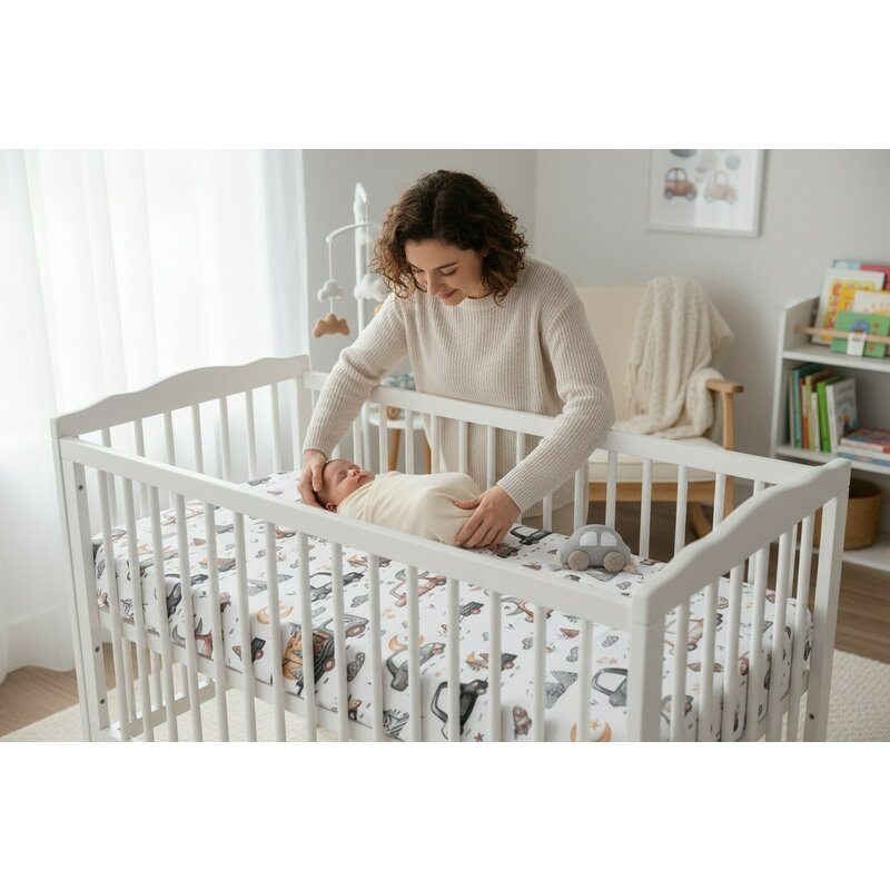 Cearceaf cu elastic, MimiNu, Pentru pat 160x80 cm, Din bumbac certificat Oeko Tex Standard 100, Cars Grey
