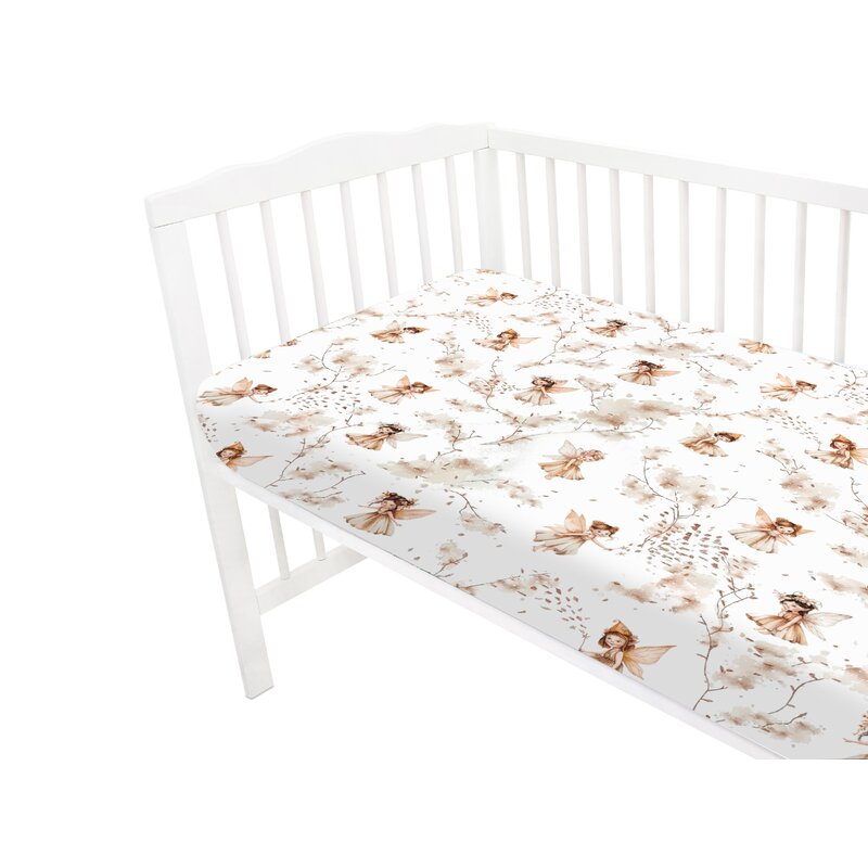 Cearceaf cu elastic, MimiNu, Pentru patut 120X60 cm, Din bumbac certificat Oeko Tex Standard 100, Fairy