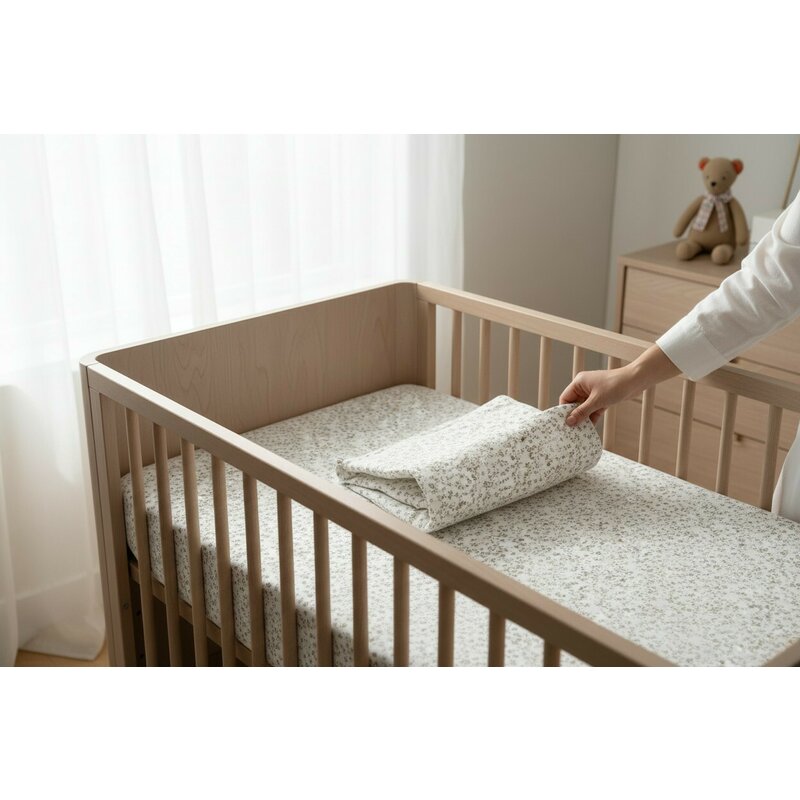Cearceaf cu elastic, MimiNu, Premium, Pentru patut 120X60 cm, Din bumbac certificat Oeko Tex Standard 100, Meadow