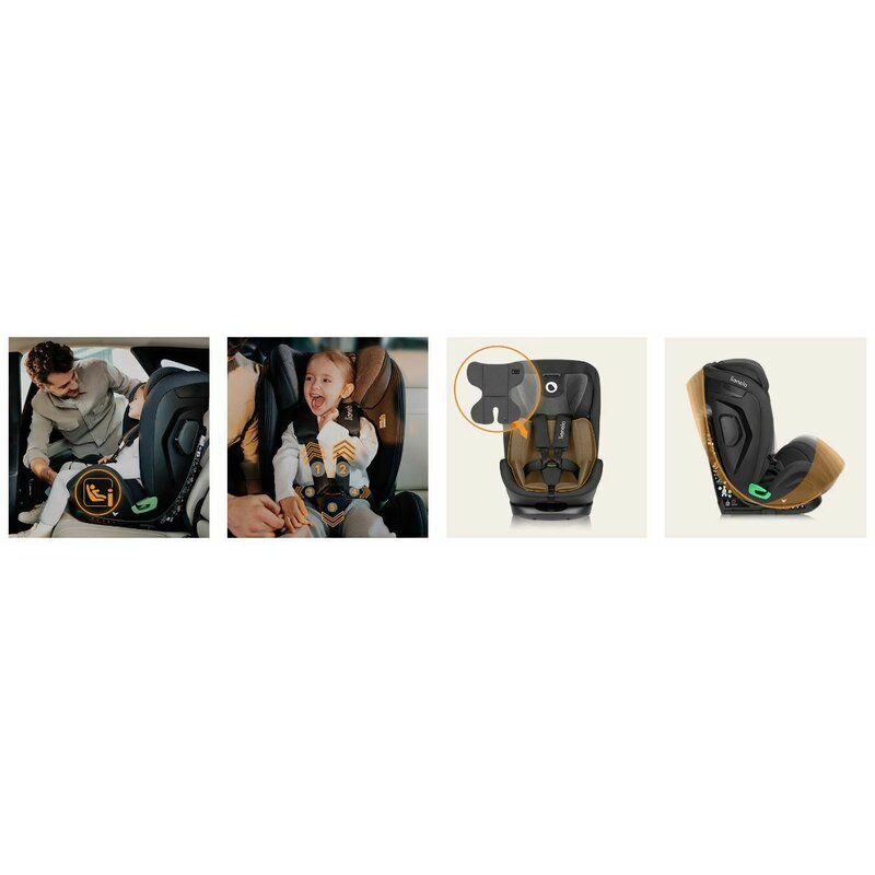 Scaun auto, Lionelo, Harper i-Size, Isofix, Cu centura TopTether, Cu spatar inclinabil in 5 pozitii, Cu tetiera reglabila in 13 pozitii, Cu tehnologie Dri Seat, Instalare cu fata inainte, 9-36 kg, 76-150 cm, Conform cu ECE R129, Gri