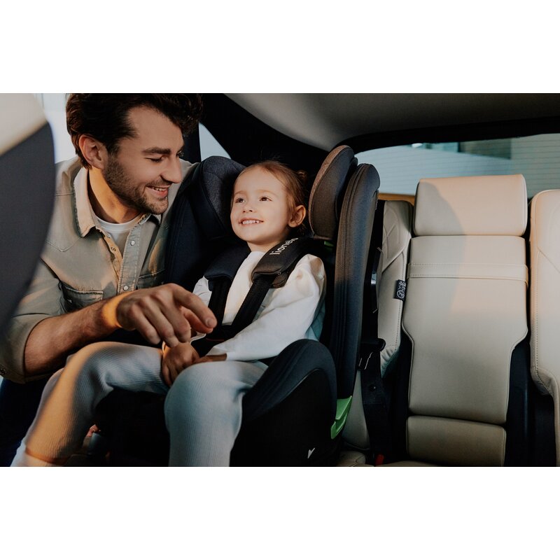 Scaun auto, Lionelo, Harper i-Size, Isofix, Cu centura TopTether, Cu spatar inclinabil in 5 pozitii, Cu tetiera reglabila in 13 pozitii, Cu tehnologie Dri Seat, Instalare cu fata inainte, 9-36 kg, 76-150 cm, Conform cu ECE R129, Gri
