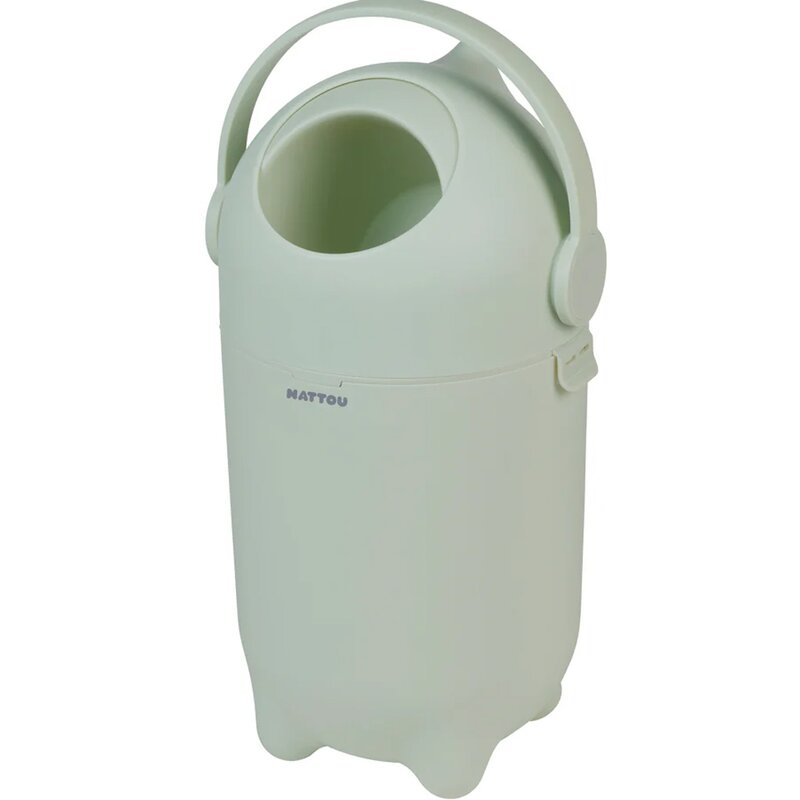 Cos pentru scutece, Nattou, Dropy, Sistem etans impotriva mirosurilor, Compatibil cu saci universali, Operare cu o mana, Potrivit pentru cca 25 scutece, 27 × 27 × 48.5 cm, 20 l, Verde