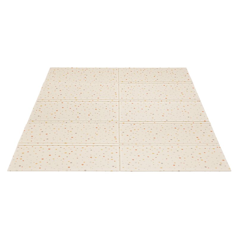 Covoras educativ, Lionelo, Zora, Din spuma XPE non-toxica, Cu doua fete, Suprafata antiderapanta, Dimensiune mare, 180x200 cm, Grosime 1.5 cm, Pliabil, Include geanta pentru transport, Bej