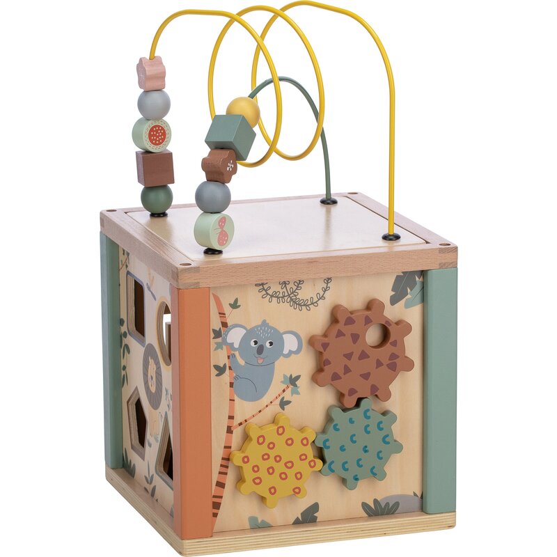 Cub mare de activitati, Free2Play, Safari, Pentru copii, Din lemn, Cu sortator de forme, Abac si alte activitati, Conform cu standardele europene EN71-1;2018, EN71-2:2020, EN71-3:2021