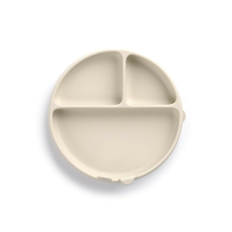Farfurie BLW, Jane, Din silicon, Cu ventuze, 17 x 17 x 4 cm, BPA Free, Sand