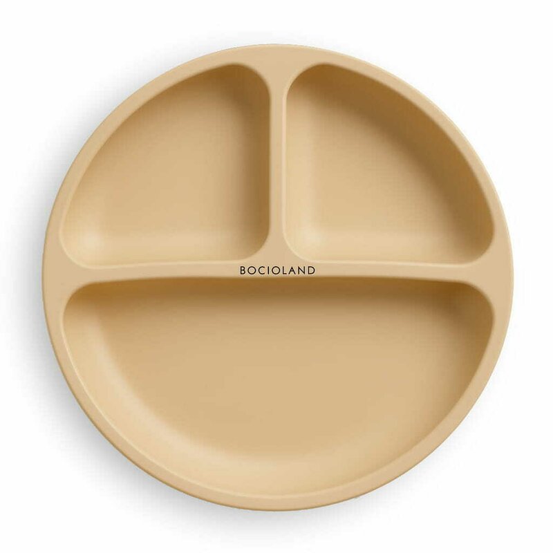 Farfurie compartimentata, Bocioland, Rotunda, Cu 3 compartimente, Fara BPA, 6-36 luni, Beige