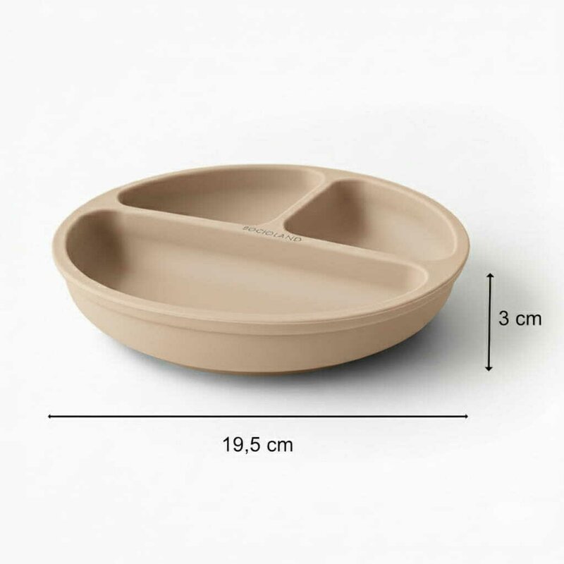 Farfurie compartimentata, Bocioland, Rotunda, Cu 3 compartimente, Fara BPA, 6-36 luni, Beige