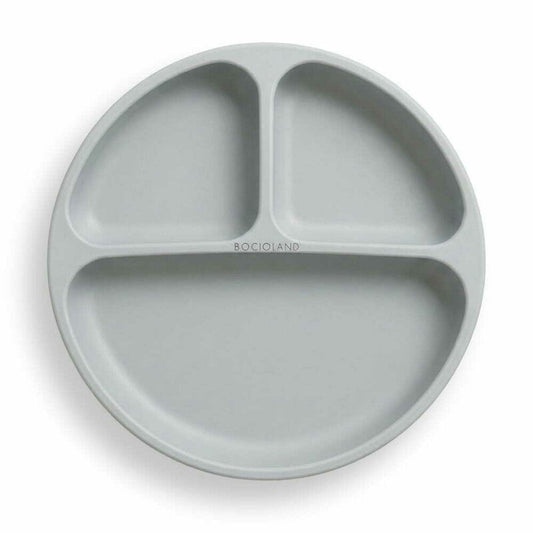 Farfurie compartimentata, Bocioland, Rotunda, Cu 3 compartimente, Fara BPA, 6-36 luni, Gray