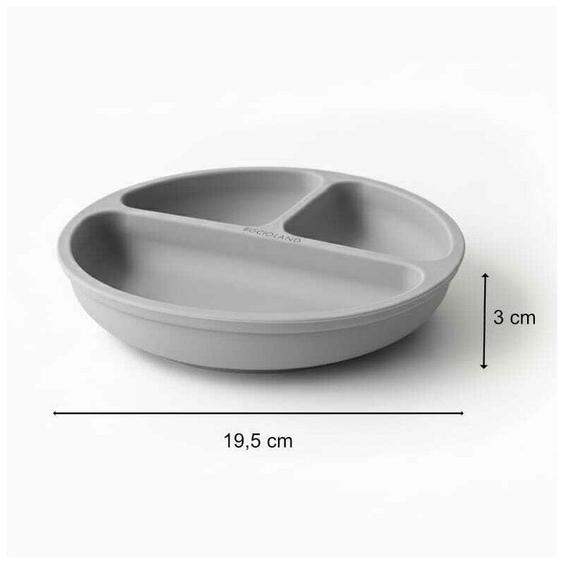 Farfurie compartimentata, Bocioland, Rotunda, Cu 3 compartimente, Fara BPA, 6-36 luni, Gray