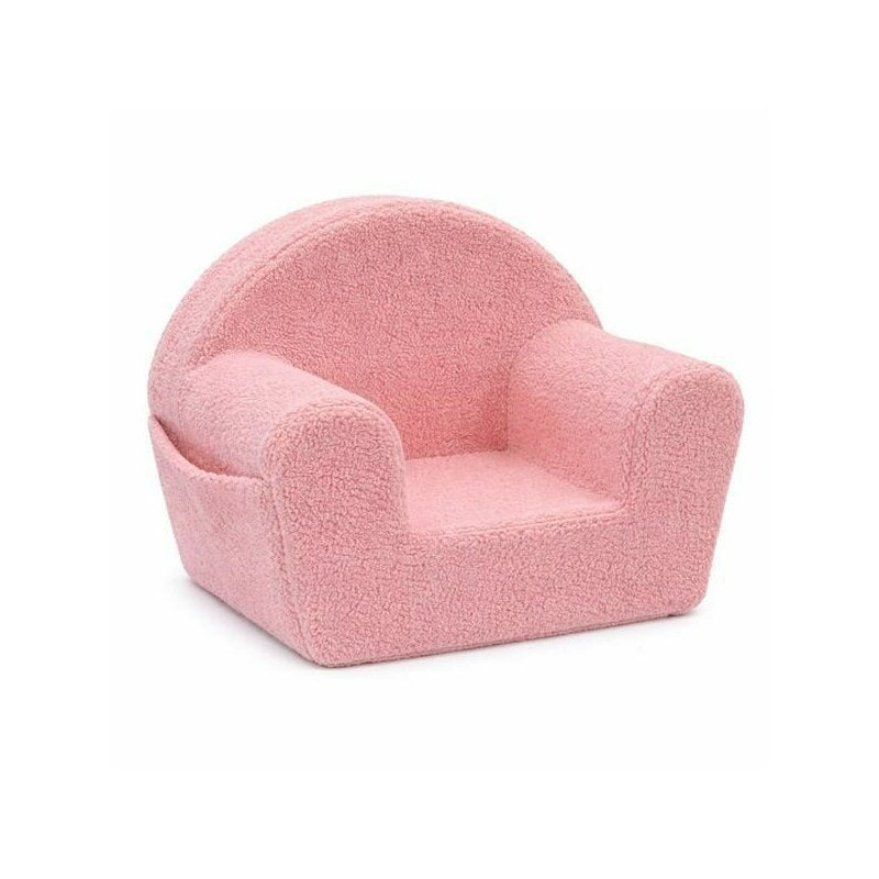 Fotoliu din burete, New Baby, Pentru copii, Cu buzunar lateral, Cu Husa detasabila, Din materiale certificate Oeko Tex Standard 100, Teddy Pink