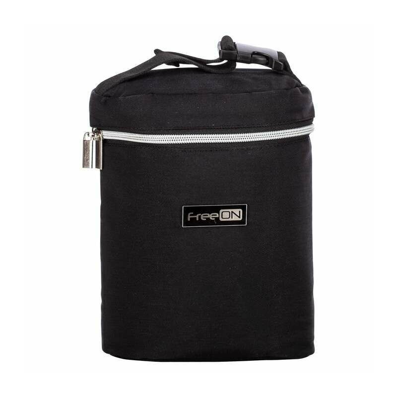 Geanta biberon, FreeON, Double Style, Pentru 2 biberoane, Mentine continutul atat cald, cat si rece, Black