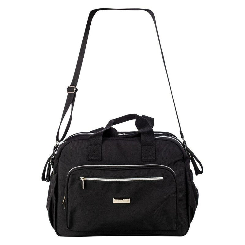 Geanta pentru scutece, FreeON, Style, Impermbeabila, Cu multiple buzunare, Dimensiune compacta, 39x32x18 cm, Black