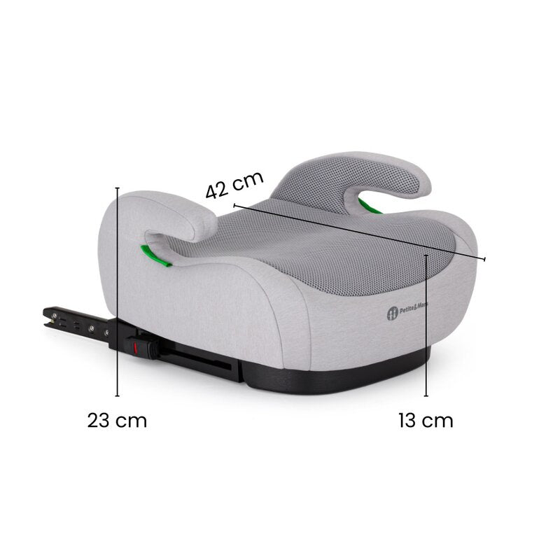 Inaltator auto, Petite&Mars, Optimus Pro, I-size, 125- 150 cm, 22-36 kg, Cu isofix, Forma ergonomica, Husa detasabila, Negru