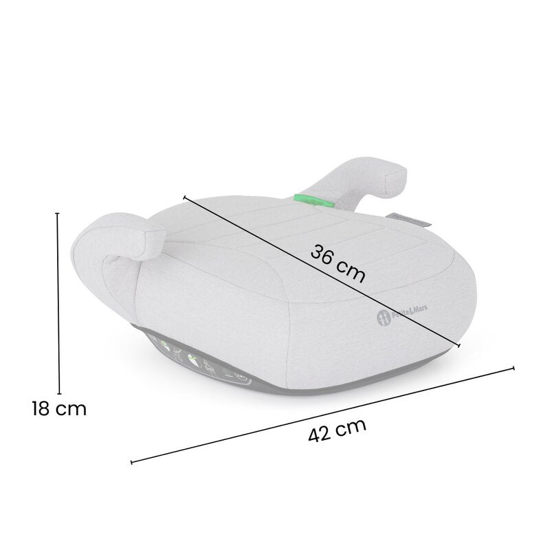 Inaltator auto, Petite&Mars, Zuno, I-size, 125- 150 cm, 22-36 kg, Forma ergonomica, Usor- 1 kg, Gri
